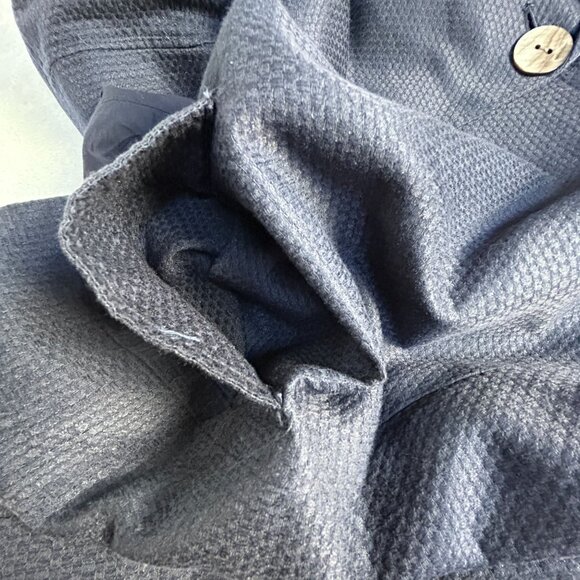 J. Jill Womens XL Ink Blue Silk & Cotton Textured Jacket Two-Button Pockets New - Picture 6 of 9